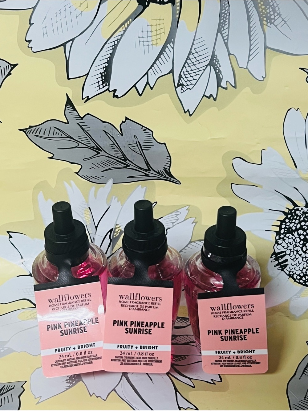 QTY 3 Bath & Body Works PINK PINEAPPLE SUNRISE Wallflowers Fragrance Oil Refills
